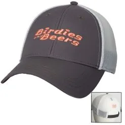Stroke Play Golf Apparel Birdies And Beers Trucker Hat -golf clubs importe boutique BirdiesandBeersGreyandCoral
