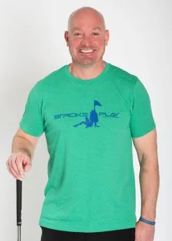 Stroke Play Golf Apparel Stroke Play Men's T-Shirt -golf clubs importe boutique Stroke Play logo tshirt t logo green front cotton poly