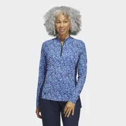 Adidas Ultimate365 Printed 1/4-Zip Mock-Neck Golf Polo Shirt -golf clubs importe boutique Ultimate365 Printed 1 4 Zip Mock Neck Golf Polo Shirt Blue HT1253 21 model