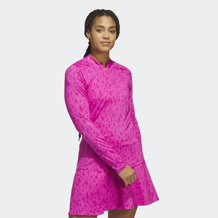 Adidas Ultimate365 Printed 1/4-Zip Mock-Neck Golf Polo Shirt - Image 2